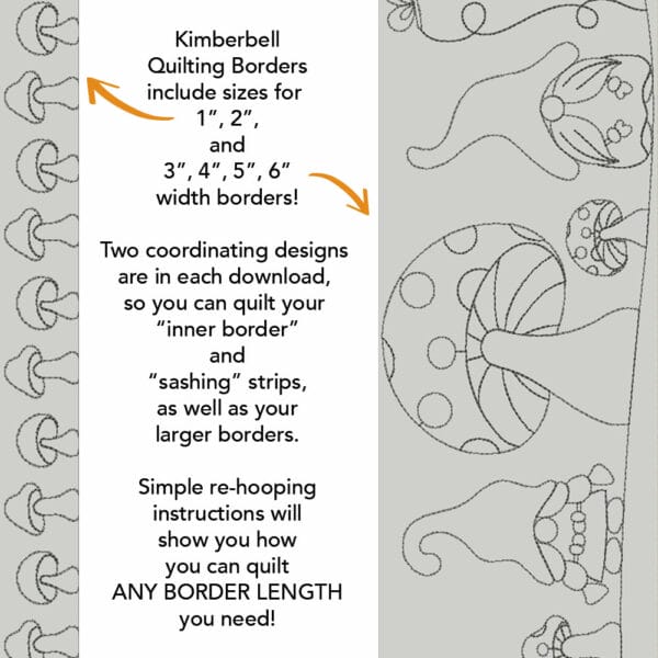 kdq297 mushroom border 1 & gnome embroidery design