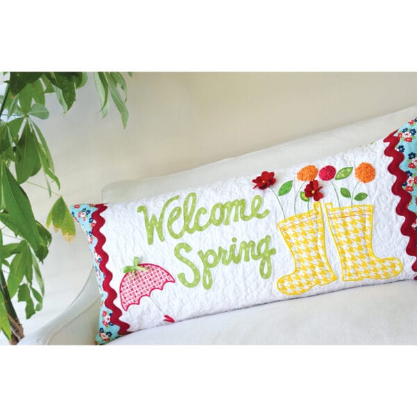 Welcome Spring Bench Pillow lifestyle pic 1