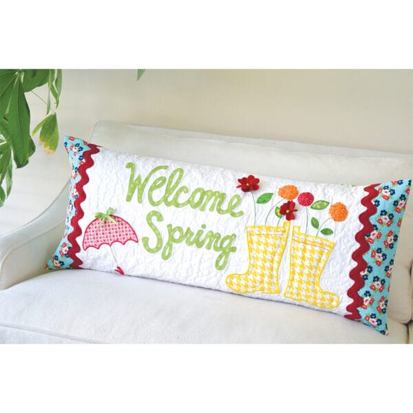 Welcome Spring Bench Pillow lifestyle pic 2