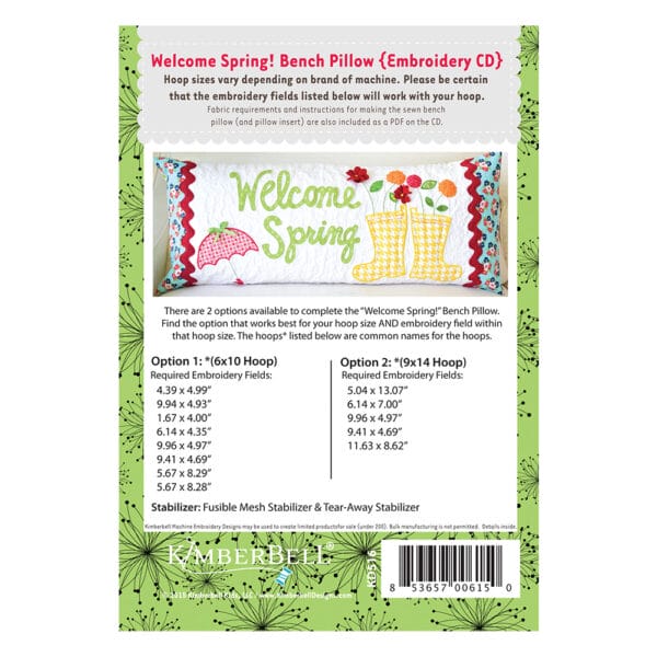 welcome spring bench pillow back