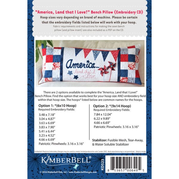 America, land that I love! bench Pillow (back)