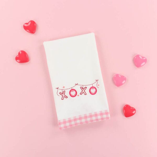 Tea Towels, Gingham Trim (Pink & Green) - Image 2