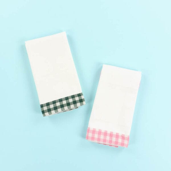 Tea Towels, Gingham Trim (Pink & Green)