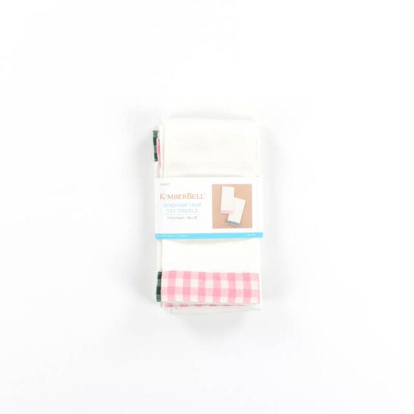 Tea Towels, Gingham Trim (Pink & Green) - Image 6