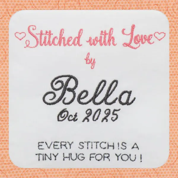 Personalized Quilt Labels - "May This Quilt Be An Everlasting Hug From Me To You" Sew-On Tags