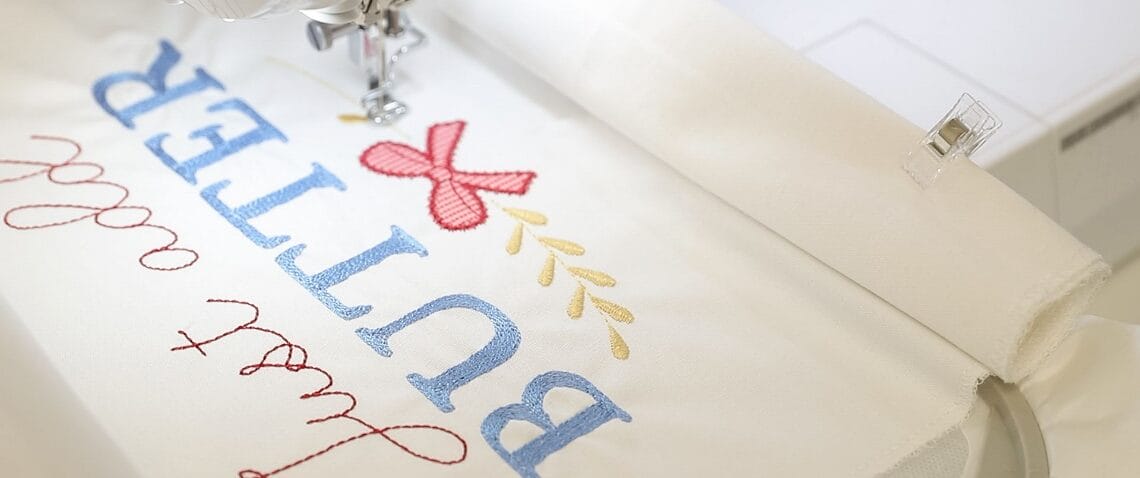 Close up of the embroidery logo Just Add Butter